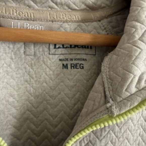 L.L. Bean Quilted Beige Quarter-Zip Pullover - Picture 4 of 6